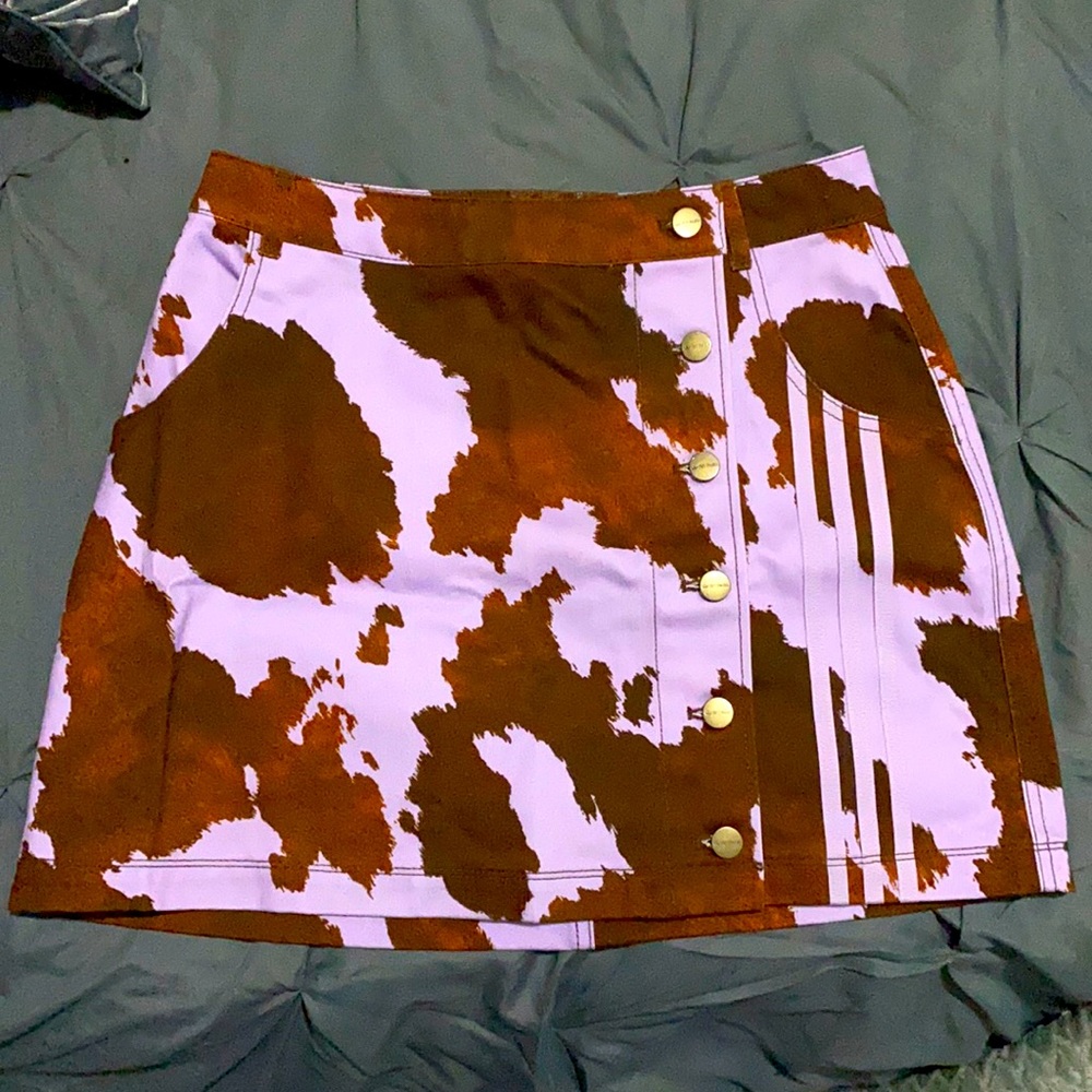 IVY PARK Rodeo Cow Print Denim Skirt